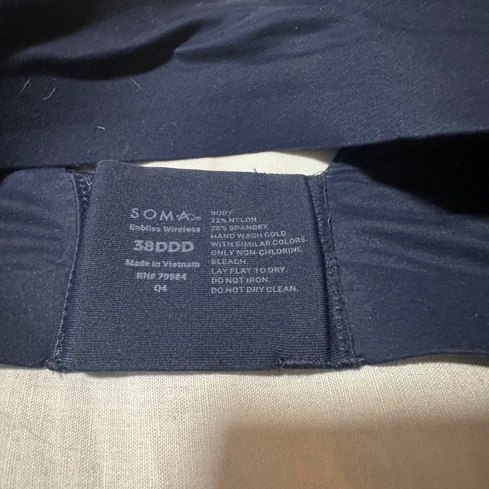 Soma Enbliss Wireless Bra 38DDD | Full Coverage | Navy Blue Comfort Fit - Picture 5 of 5